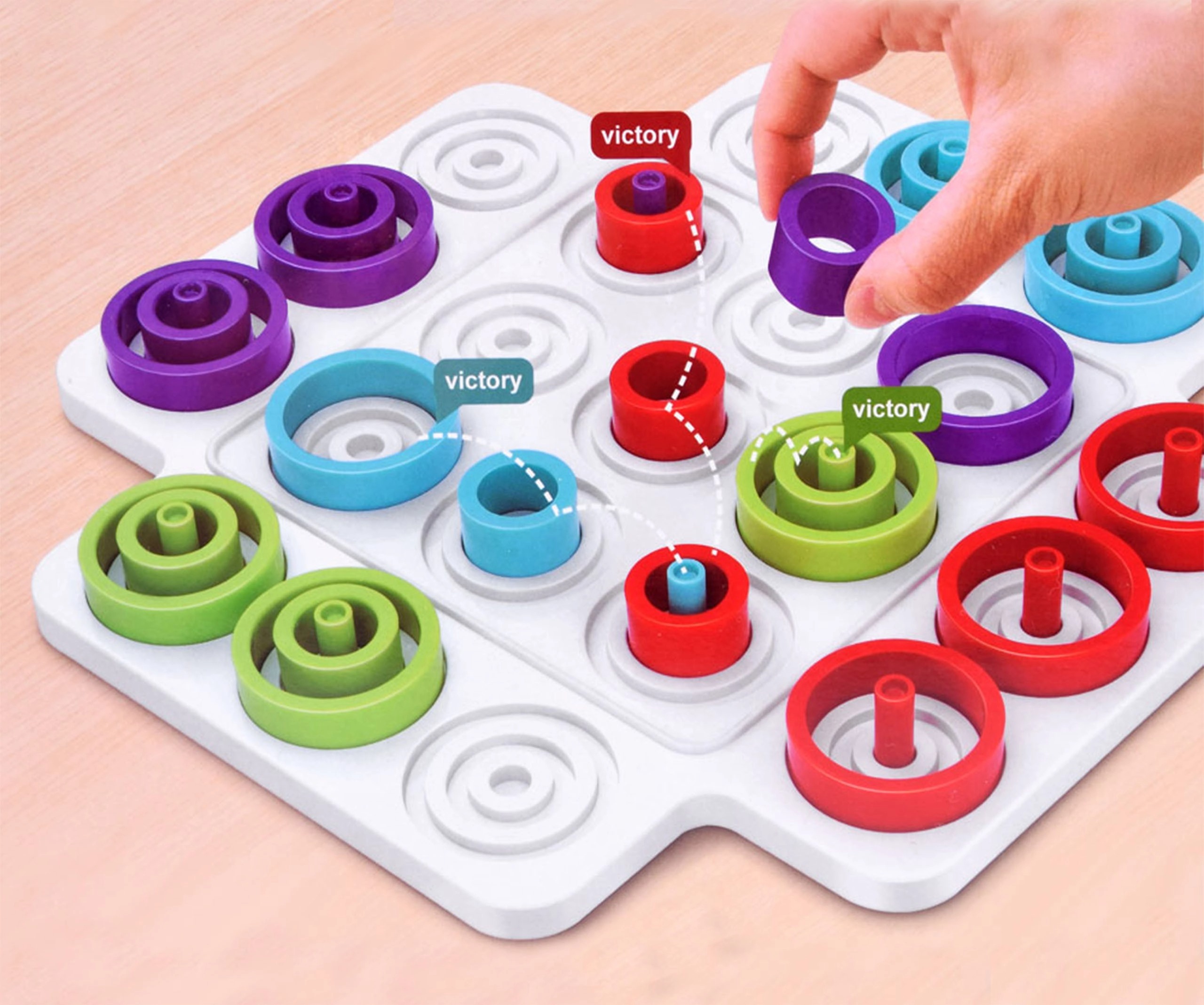 Board Game For Kids - Montessori Stacking Ring Board Game Kids