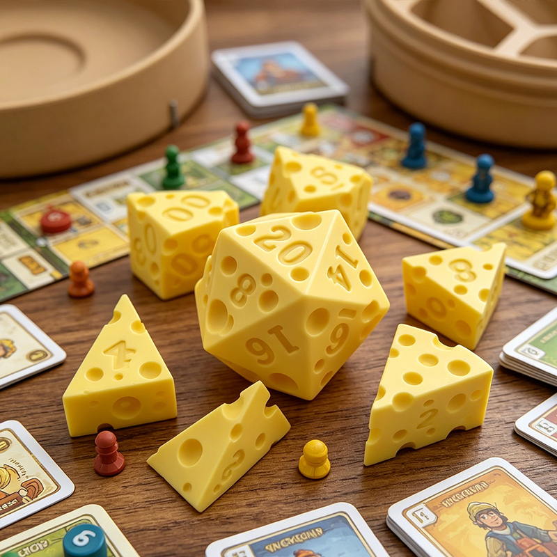 Cheese Polyhedral Dice Set Lay - Board Game Design avaliação e preço