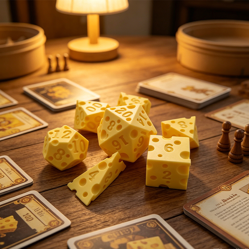 Cheese Polyhedral Dice Set Lay - Board Game Design avaliação e preço